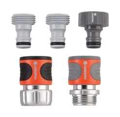 Gardena 5/8 & 1/2 In. Metal Threaded Male/Female Quick Connector Hose Set