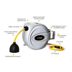 Power 75 Ft. Gray Retractable Free Standing Hose Reel With Hose 6 Power 75 Ft. Gray Retractable Free Standing Hose Reel With Hose -Watering Zone 13691bdf 9a1b 400e bfce a959884e3656