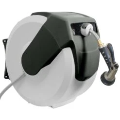 Ames NeverLeak 100 Ft. Black/Gray Retractable Wall Mounted Hose Reel With Hose