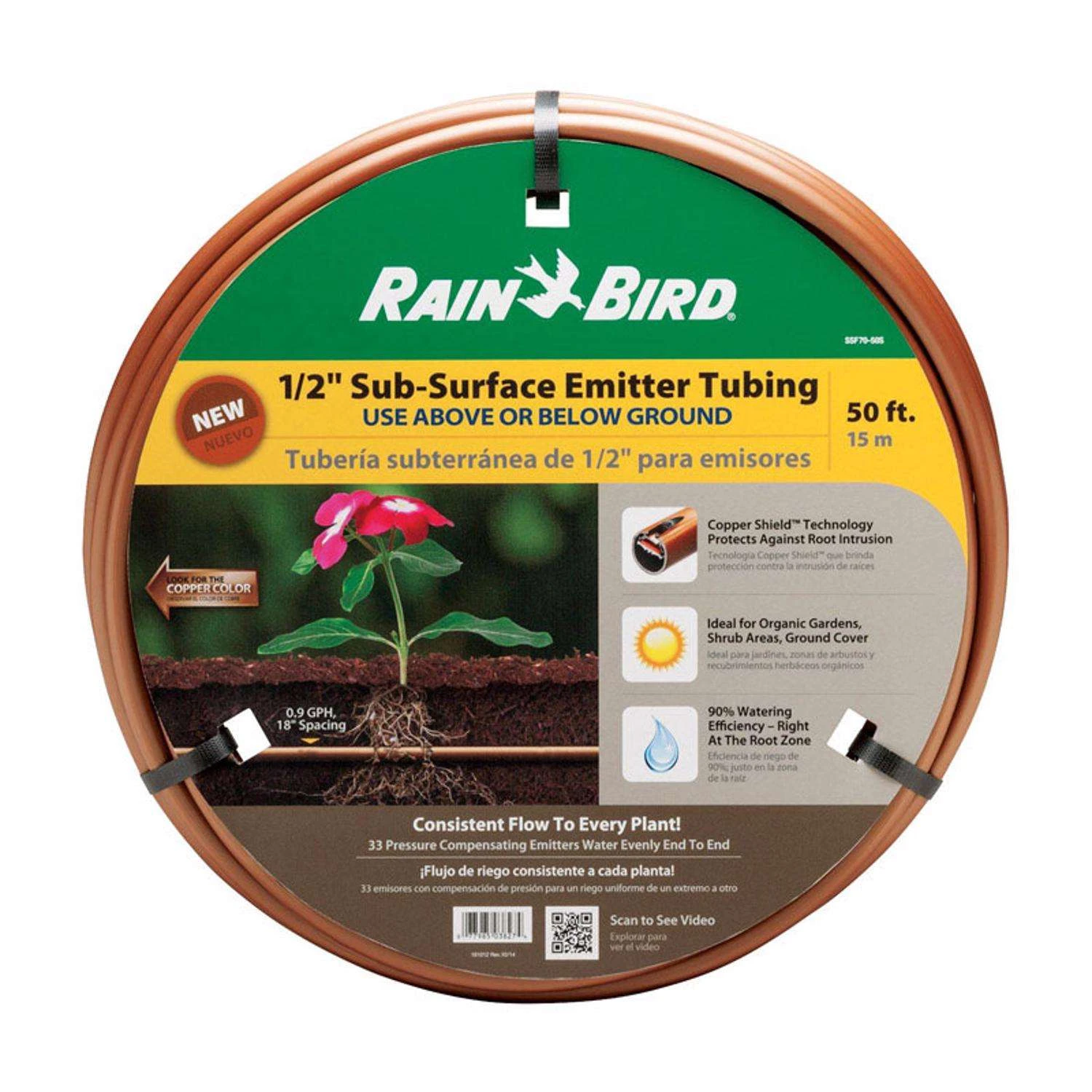 Rain Bird Plastic Drip Irrigation Emitter Tubing 1/2 In. D X 50 Ft. L 3 Rain Bird Plastic Drip Irrigation Emitter Tubing 1/2 In. D X 50 Ft. L