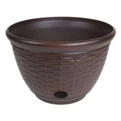 Liberty Garden Wicker 100 Ft. Bronze Free Standing Hose Pot