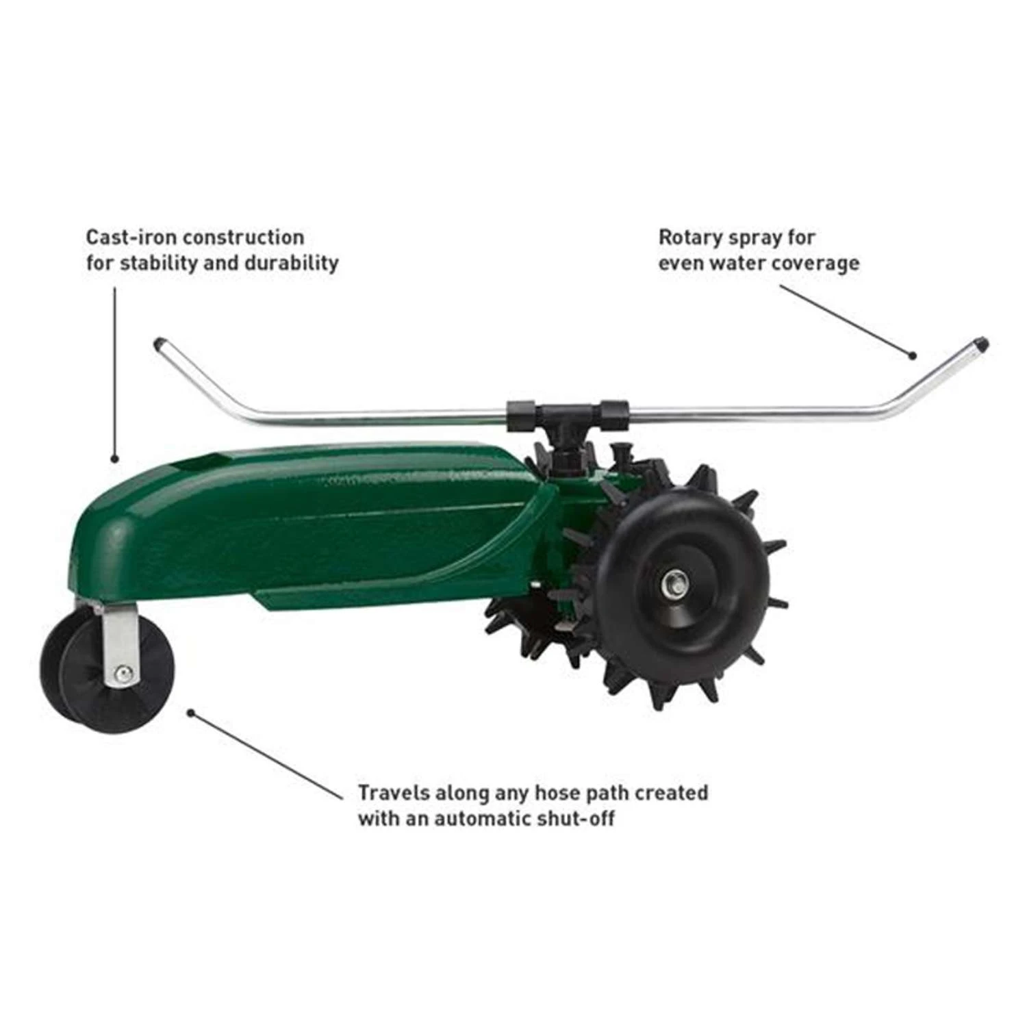 Orbit Cast Iron Wheeled Base Traveling Sprinkler 13500 Sq Ft 1 Pk 4 Orbit Cast Iron Wheeled Base Traveling Sprinkler 13500 Sq Ft 1 Pk - Image 2