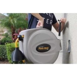 Power 75 Ft. Gray Retractable Free Standing Hose Reel With Hose 7 Power 75 Ft. Gray Retractable Free Standing Hose Reel With Hose -Watering Zone c9be4f40 a593 4f45 92be 5c2fe27fc37d