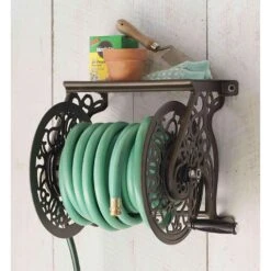 Liberty Garden 125 Ft. Bronze Wall Mounted Hose Reel -Watering Zone e951627b c5f0 45de aa23 ce73044c414a