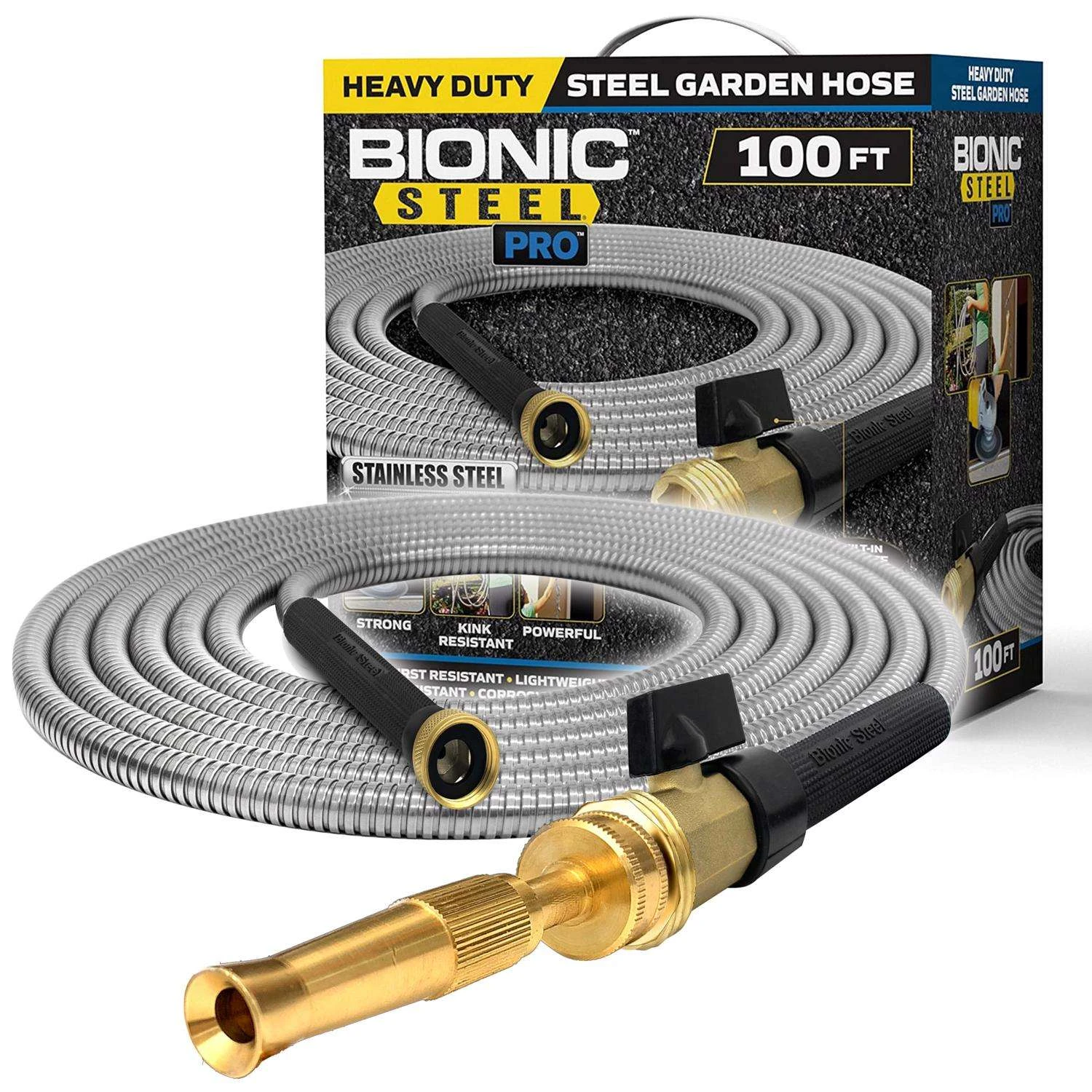 Bionic Steel Pro 5/8 In. D X 100 Ft. L Heavy Duty Commercial Grade Garden Hose 3 Bionic Steel Pro 5/8 In. D X 100 Ft. L Heavy Duty Commercial Grade Garden Hose
